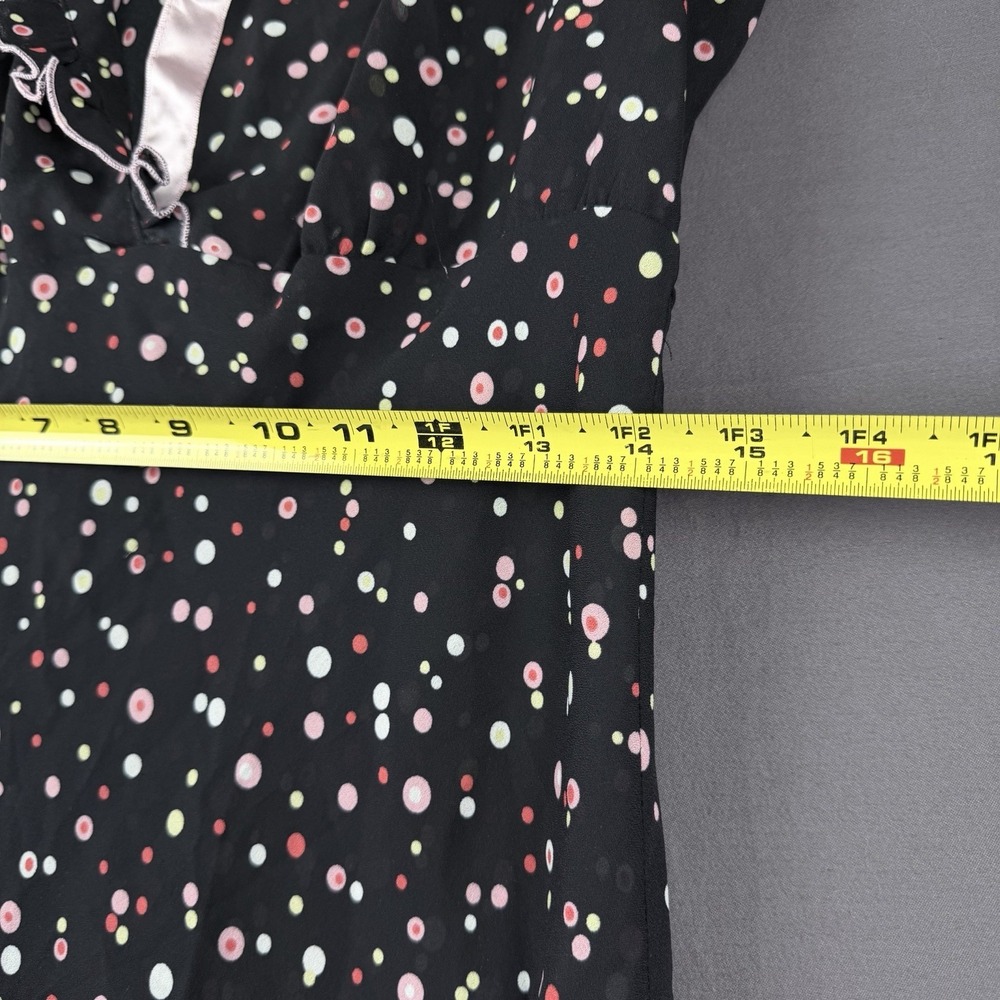 Speechless 11 A-Line Dress Black Polka Dot Ruffle Flutter Sleeve Collared - Picture 6 of 13